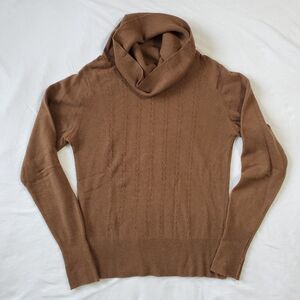 VTG Turtleneck Sweater 100% Pure Cashmere Made in Scotland LT BROWN - Small S